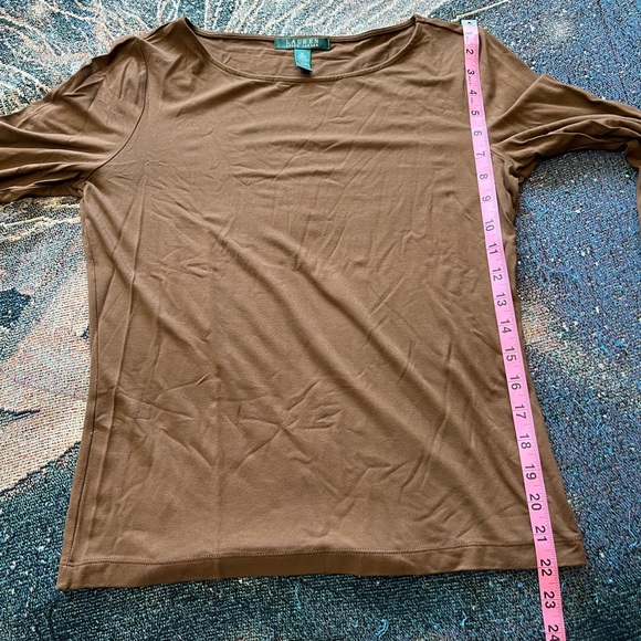Vintage Lauren Ralph Lauren Brown Longsleeve Top Women’s M Preppy Minimalist Y2K - Picture 12 of 15